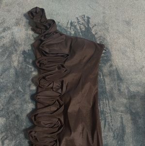 One strap, black formal dress